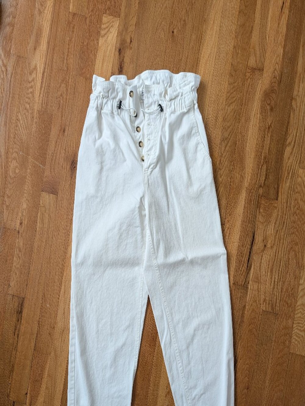 Urban Outfitters Terra High-Waisted Button-Front Paperbag Pant White
